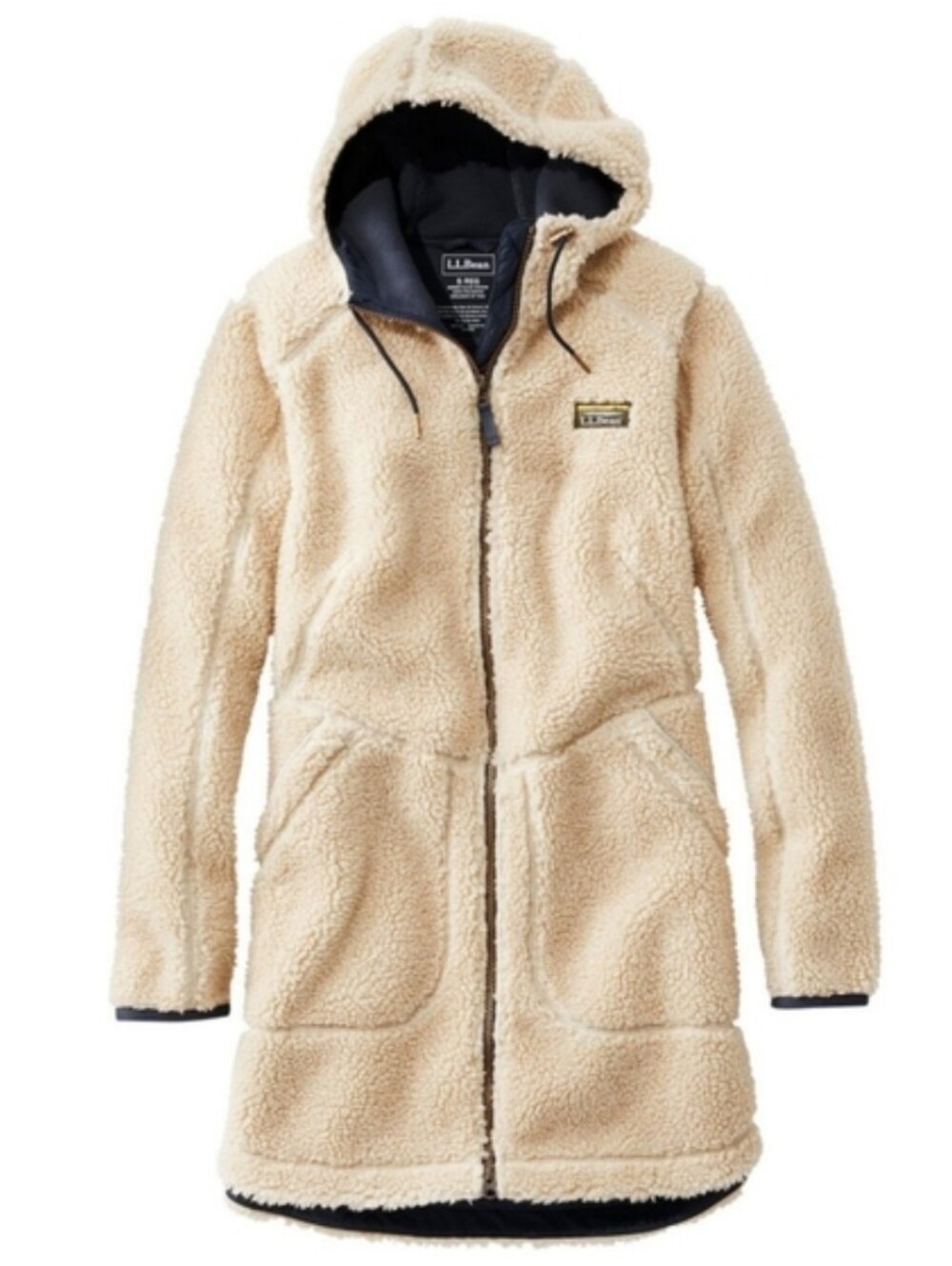 L.L. Bean Mountain Pile Fleece Hooded Coat In Natural